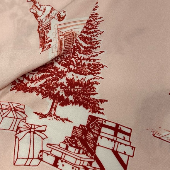 KATIE KIME WOMENS APRES SKI TOILE RED HOLIDAY PRINT THEME PAJAMA TOP LG - Picture 7 of 16
